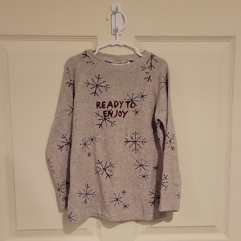 Zara Gray Snowflake Long Sleeve Soft Knit Tee